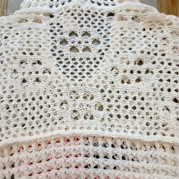 Pol American Flag Open Knit Crochet Sweater Top Hoodie Red White and Blue Large - Picture 7 of 12